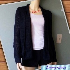 New Navy Open Stitched Knitted Cardigan